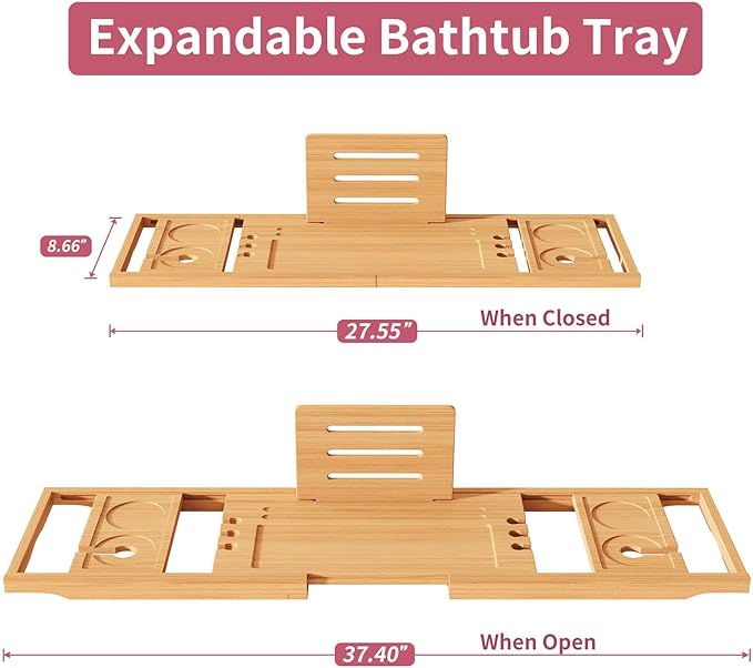 Bathtub Tray,Bath Tray for Tub,Bath Tub Tray Wood,Bath Caddy Tray for Bathtub,Bathtub Trays for Tub, As Gifts for Women Or House Warming Gifts New Home