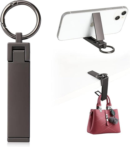 Purse Hook for Table Desk Folding Handbag Holder Mobile Phone Stand Holder for Women Men (New Upgrade-Black)