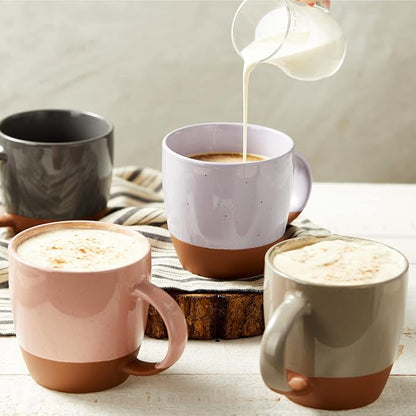 Morandi Color Ceramic Coffee Mugs Set of 6 (Large),18 oz Coffee Cups with Handle, Latte Mug, Big Mug for Women, Men, Great for Tea Hot Chocolate, Microwave Safe, Modern, Unique Style for Any Kitchen