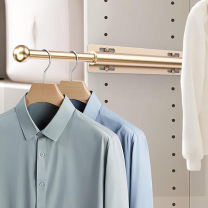 Supforce 14" Valet Rod for Closet Pull Out, Retractable Slide Out Valet Rod Closet Organization, Aluminum Valet Clothing Hanger Rods Perfect for Suits, Dresses & Freshly Pressed Clothes, Gold