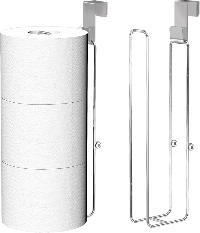 Conworld Toilet Paper Holder Brushed Nickel for 6 Roll Tissue, 2 Packs Bathroom Toilet Paper Storage Over The Tank, Stainless Steel Rustproof Hanging Toilet Roll Holder for Bathroom, RV, Camper,Silver