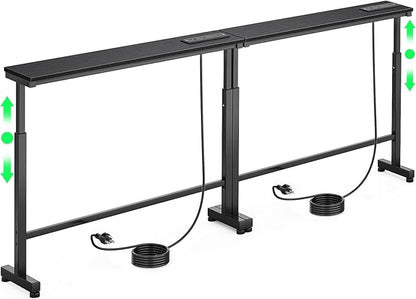 Dicasser 2 Pack Narrow Console Sofa Table with Adjustable Height (22"-33") & 2 Power Outlets, Skinny Behind Couch Table for Living Room Entryway Hallway, 79" L x 7" W x 33" H (Black)