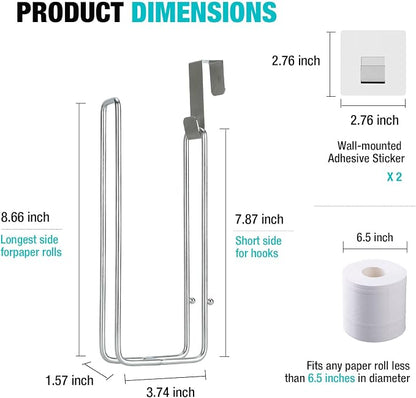Conworld Toilet Paper Holder for 2 Roll Tissue, Over The Tank Toilet Paper Holder, Stainless Steel Rustproof Toilet Paper Storage Wall Mount, for Rv, Bathroom Storage and Organization, Silver, 1 Pack