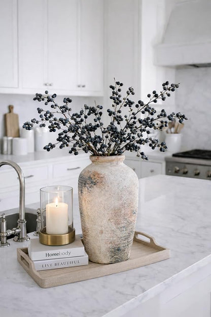 Emotionally Grounded Vase, Vaseking Large Ceramic Rustic Vase, 11 inch Minimalist Decorative Farmhouse Tall Vases for Home Decor, Living Room, Enterway, Table Decoration, Fired Terra Clay