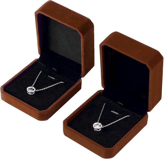 Lamoutor 1Pcs Velvet Necklace Pendant Gift Box Jewelry Gift Box (Coffee Color)