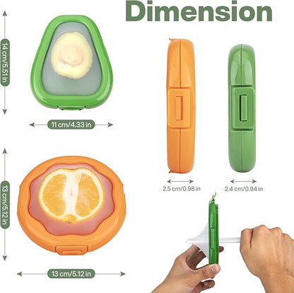 Reusable Avocado Food Saver and Orange Fruit Containers - Fridge Pods Storage Box Made of Silicone for Your Vegetables and Fruits like Onions, Tomatos and Lemons (4 PCS)