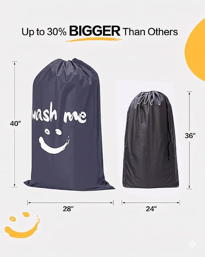 HOMEST XL Laundry Bag 28" x 40", Extra Large Dirty Clothes Organizer Holds 3-4 Loads, Machine Washable Drawstring Laundry Bag for Dorm, Camp, Laundromat, Family, Travel, Gray
