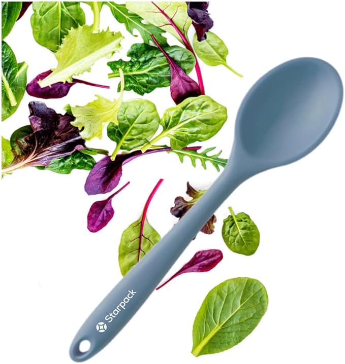 Starpack 'Mix it Up' Premium Silicone Cooking Spoons - Silicone Mixing Spoons for Baking Heat Resistant 600°F - Nonstick Cookware Serving Spoon for Kitchen - Rubber Stirring Spoon