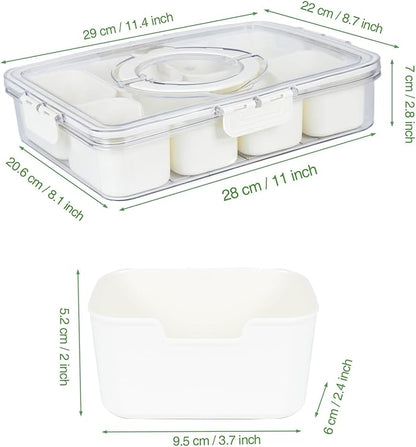 shopwithgreen 2Pcs Divided Serving Tray with Lid and Handle, Portable Snackle Box Snack Containers for Charcuterie, Party, Veggies, Snack, Fruit, Nuts, Candy, Chip, Entertaining, Picnic