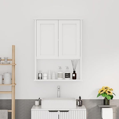 Multi-Purpose Wall Cabinet: Easy-to-Assemble, White Modern Style, 3-Tier Storage. Fits as Kitchen Cabinet, Over-Toilet Cabinet & Bedroom Wall Cabinet