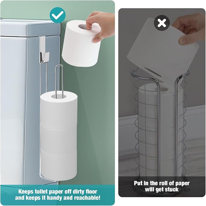 Conworld Toilet Paper Storage for 4 Roll Tissue, Over The Tank Toilet Paper Holder, Stainless Steel Rustproof Toilet Paper Holder Wall Mount, for Rv, Bathroom Storage and Organization, Silver, 1 Pack