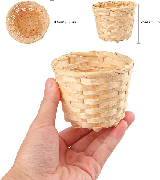 Geytetqi 36 Pack 3.54 Inch Round Small Bamboo Woven Basket, Round Mini Bamboo Woven Fruit Baskets for Kitchen, Restaurant, and Holiday Decor
