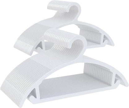 100 Pack Kids Hangers, Non-Slip & Sturdy Coat Hangers, Ultra-Thin Plastic Suit Hangers for 7-12 Years Old, Dry & Wet Dual-Use Multi-Scenario Storage, Holds Up to 11 LB, 14"W , White, UAPY09100W