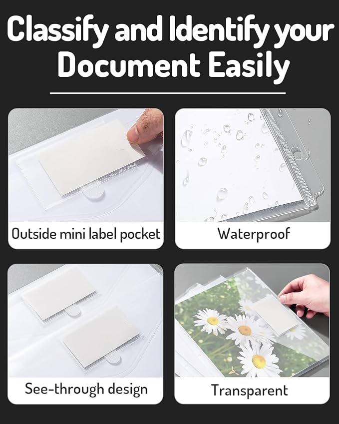 Forvencer Binder Pocket, 48 Pack Super Heavyweight Poly Binder Plastic Pocket with Tight Closure, Binder Folders Side Loading, 3 Ring Binder Pocket, Binder Dividers with Pockets, Letter Size, Clear