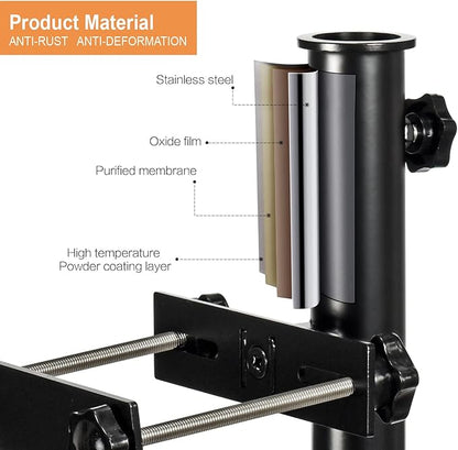 304 Stainless Steel Patio Umbrella Holder, Fits Up to 1.9 Inch Umbrella, Heavy Duty Deck Mount for Railing, Black