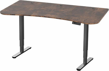 VIVO Electric 63 x 32 in Dual Motor Rustic Standing Desk, Memory Height Adjustment, 2B Series, Vintage Brown Top Black Frame, DESK-KIT-2B1N