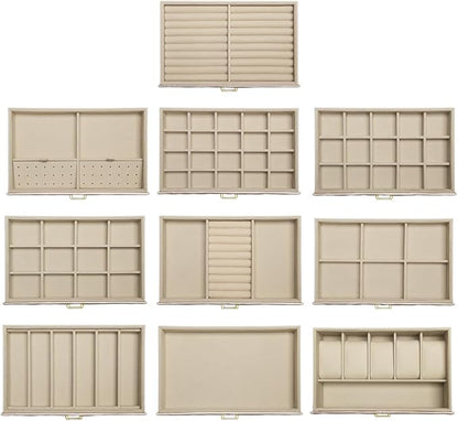 Extra Extra Large Jewelry Box Organizer with 10 Drawers - Premium Faux Leather Storage Case & Velvet Lining | Modern Scandinavian Design for Rings, Necklaces, Earrings