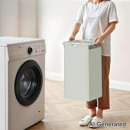 Herture Laundry Hamper with Shelf, Laundry Basket 5 Section, Laundry Sorter with Pull-Out Removable Large Bags and Movable Wheels, Metal Frame, 5 x 15.87 Gallons (60L), White PF08XLW