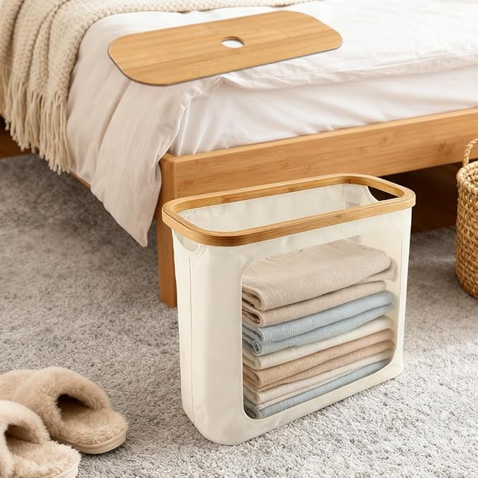Toilet Paper Basket, Toilet Paper Storage with Lid for 12 Rolls, Collapsible Bathroom Toilets Papers Holder Organizer, Extra Toilets Roll Storage(Color:Beige)