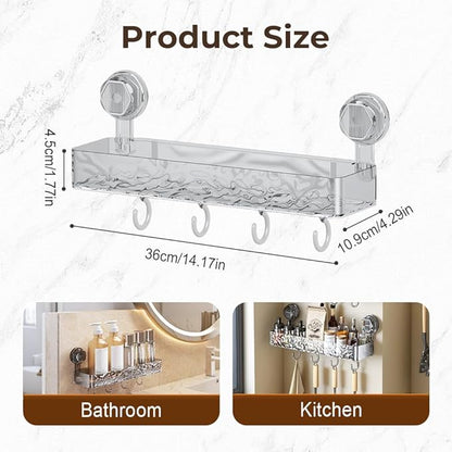 Corrugated Suction Cup Storage Holder, 2026 New Movable Shower Shelf Suction Cup,Shower Caddy Large Capacity Bathroom Organizer,No-Drill Wall-Mounted Storage Shelf (Gray)