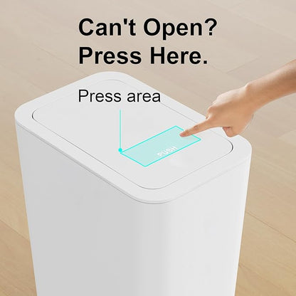 N. NETDOT 3 Pack (2 of 4 Gal & 1 of 2.6 Gal) Small Trash Can with Lid,Bathroom Garbage Can with Pop-Up Lid,Waste Basket for Bathroom,Kitchen,Bedroom,Powder Room,Craft Room,Office,College (Off White)