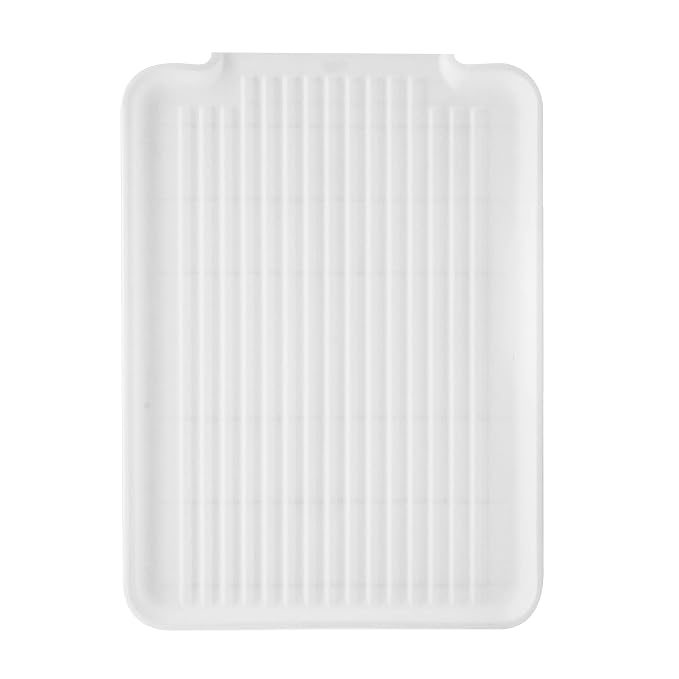 Oggi Dish Drain Board and Drying Rack Tray for Kitchen Counter, Plastic Drainboard with Raised Ridges, 12.75 x 17.25 inches - White