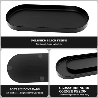 Toilet Tank Tray Bathroom Tray for Counter Top Organizer Black Metal Toilet Paper Basket Storage Toiletries Organizer for Bathroom, Living Room and Kitchen