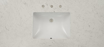 MSI Carrara Sky Vanity Top with Under Mount Rectangle Ceramic Sinks, Engineered Marble Stone, 4" CC Faucet Holes, 49"X22"