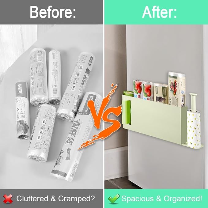 Picowe Large Wall Mount Kitchen Wrap Organizer Rack, Metal Aluminum Foil Organizer, Cabinet Storage Holder for Kitchen, Aluminum Foil, Cling Film, Paper Towel (White)