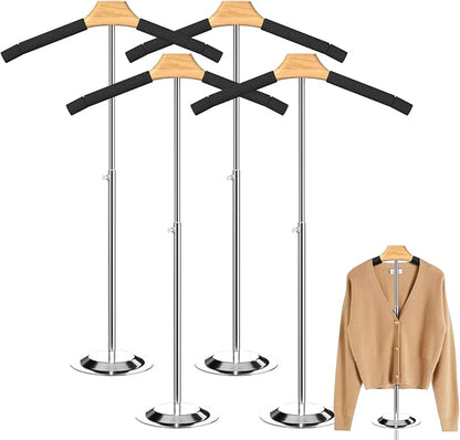 Adjustable T Shirt Display Adult for Vendors 4Pack,18-31.1IN Flexible Shirt Rack Shoulder Stand, Portable Hanging Metal Clothes Display, Hanger Rack for Clothing Dress Garment Coat Retail