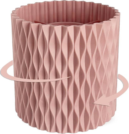 Rotating Pencil Holder for Desk, 5 Slots Unique Pink Organizer Easthetic Desktop Supplies and Accessories for Women Girls, Pen Cup Caddy for Office Home Art Supply