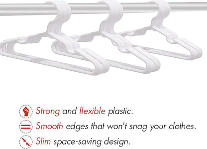 100 Pack White Kids Hangers 11.6 Inch - Baby Clothes Hangers for Toddler & Child, Durable Plastic Children's Hangers for Closet, Pants, Coats, Skirts (Non-Slip, Space-Saving)