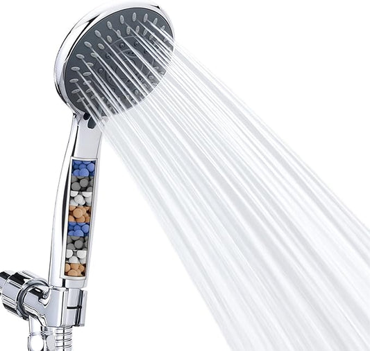 Briout Filtered Shower Head with Handheld, High Pressure 5 Spray Mode Showerhead with Hose Bracket Filter for Hard Water
