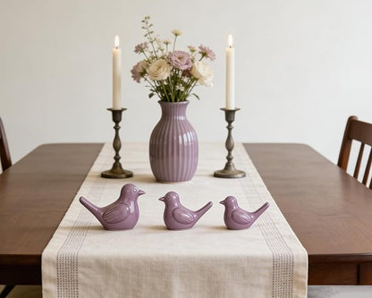 Artconal Small Purple Bird Statue Ceramic 2-Piece Set, 3¾ inch Cute Knick Knack for Home Office Shelf Desk Decor