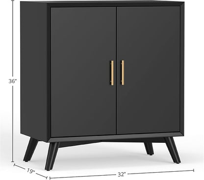 Alpine Furniture Flynn Mahogany and Veneer Bar Cabinet, Black