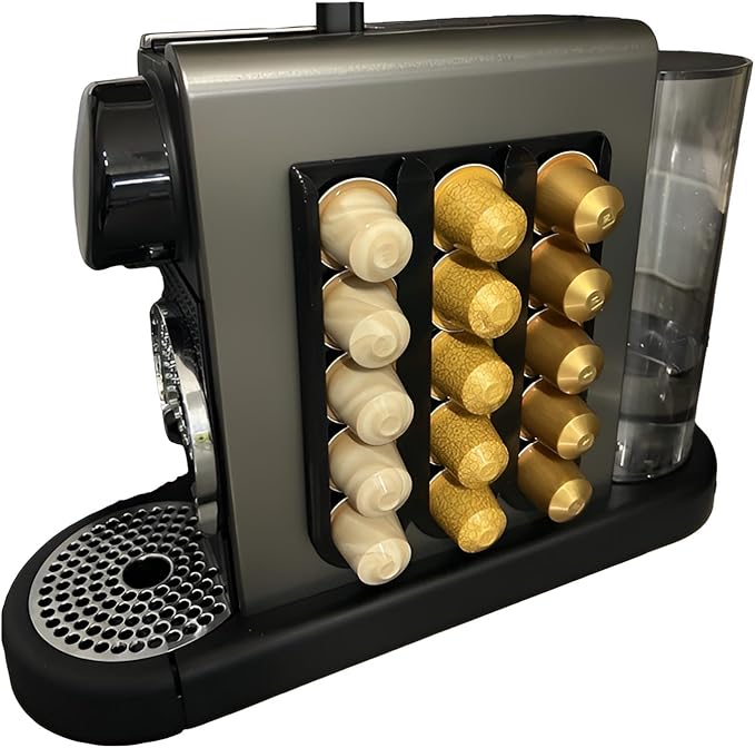 Wall Mounted Coffee Pod Holder Compatible with Nespresso Capsules, 3 Row Space Saving Organizer Holds 15 Pods for Kitchen Counter