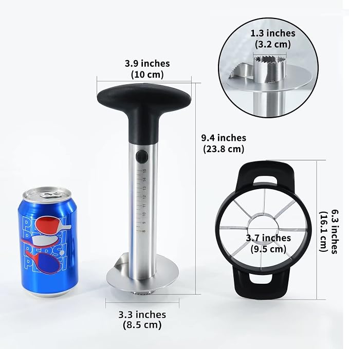 Newness Pineapple Corer and Slicer Tool, Robust Pineapple Core Remover with Upgraded Cutter & Reinforced Thicker Blade, Stainless Steel Kitchen Fruit Gadget for Diced Pineapple Rings (Black)