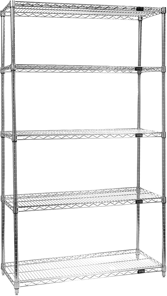 QUANTUM STORAGE SYSTEMS WR63-2454C-5 Starter Kit Wire Shelves Chrome 5 Shelves 63" H x 54" W x 24" D