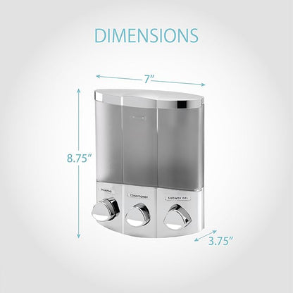 Better Living Products 76344-1 Euro Series TRIO 3-Chamber Soap and Shower Dispenser, Chrome