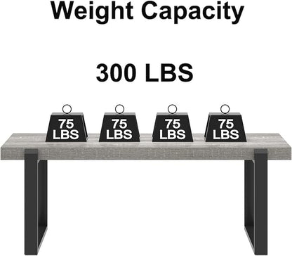 FOLUBAN Modern Coffee Table, Rustic Wood and Metal Center Table, Rectangle Cocktail Tea Table for Living Room, Light Grey, 47 Inch