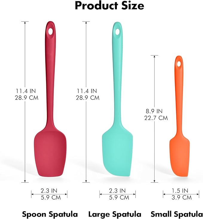 3 Pieces Silicone Spatula Set: Ironberry 600ºF Heat Resistant Food Grade Cooking & Baking Utensils, Kitchen Flexible Nonstick Rubber Scraper for Scraping, Mixing, Scrambling, Flipping (Multicolor 4)