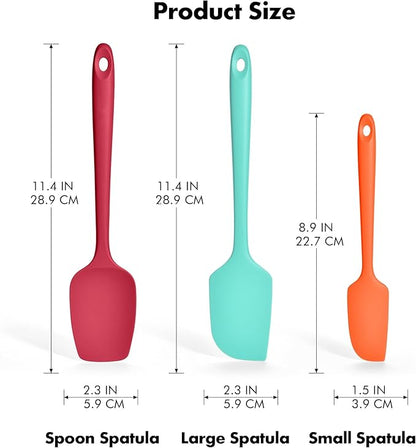 3 Pieces Silicone Spatula Set: Ironberry 600ºF Heat Resistant Food Grade Cooking & Baking Utensils, Kitchen Flexible Nonstick Rubber Scraper for Scraping, Mixing, Scrambling, Flipping (Multicolor 4)