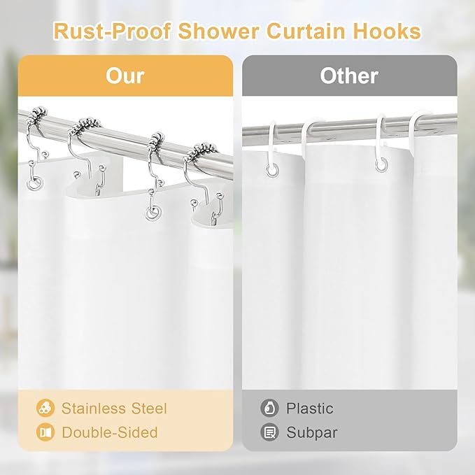 3 in 1 Stall Half Size Dark Green Shower Curtain Set-36 W x 72 H, Modern Waffle Waterproof Fabric and PEVA Liner Set with Stainless Steel Hooks