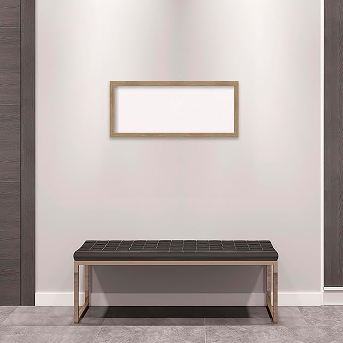 Amanti Art White Cork Board for Wall, 14x32 Vision Board with Brown Wood Frame, Medium Corkboard Office Decor for Home Organization, Casual Corkboard Pinboard to display items for home organization