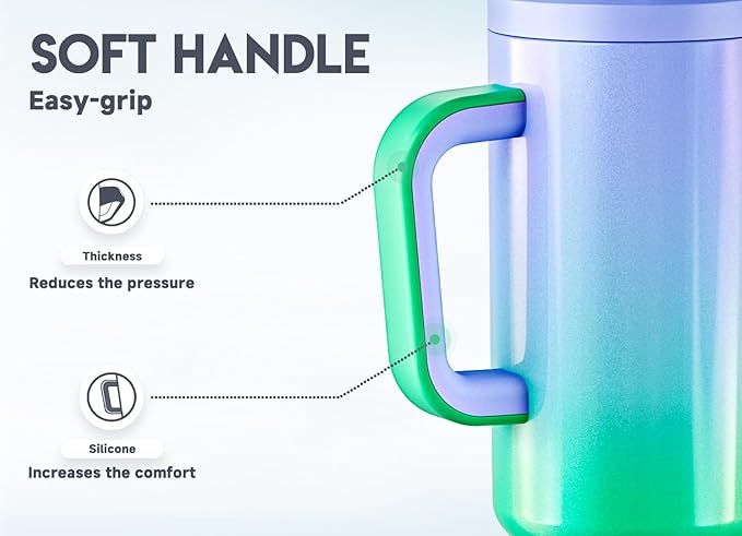 Meoky 50 oz Tumbler with Handle, Tumbler with Lid and Straw, Insulated Stainless Steel Travel Mug, 100% Leak-proof, Keeps Cold for 36 Hours or Hot for 12 Hours (Fairyland)