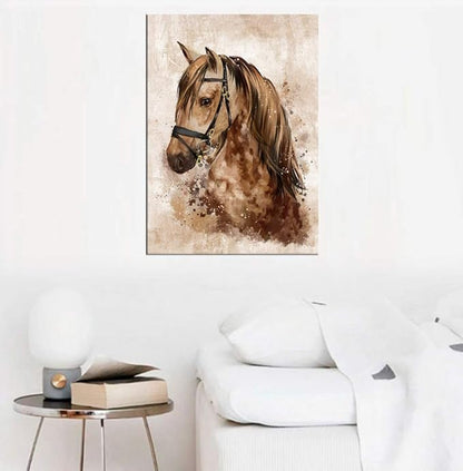 Abstract Wall Art Horse Canvas Pictures Watercolor Painting Prints Modern Abstract Animal Vintage Canvas Artwork Rustic Contemporary Wall Art Framed Ready to Hang 16x24IN
