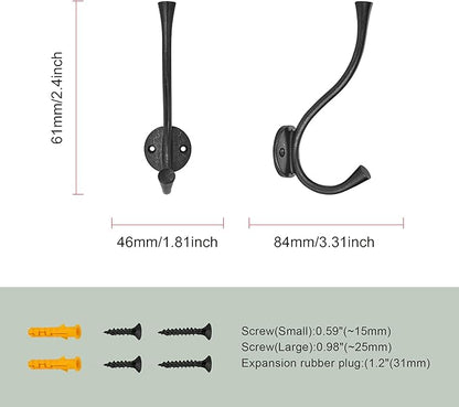 Sailing 3 Pack Coat Hooks - Antique Black Coat Hooks Decorative Wall Hooks for Bathroom Living Room Bedroom Hanger for Robe Dressing Room Fitting Room