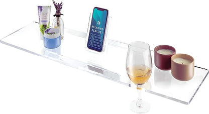 40" Supreme - Clear Acrylic Bathtub Tray Caddy Tub Shelf, Spa Board Luxury Bathroom Bath tub Table, Fits Across Bathtubs, Book, iPad and Wine Glass Holder (Supreme, 40")