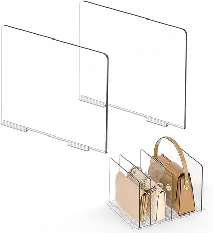 SortNStore Bag Purse Organizer Accessories: 2-Dividers Plastic Clutch Dividers for Closet Organizers and Storage - Keep Carteras & Pocketbook Upright