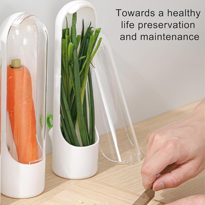 2 Pack Herb Keeper Container for Refrigerator, Clear Storage Bottle for Cilantro Parsley Mint, Fresh Produce Saver, Extends Freshness for 2-3 Weeks